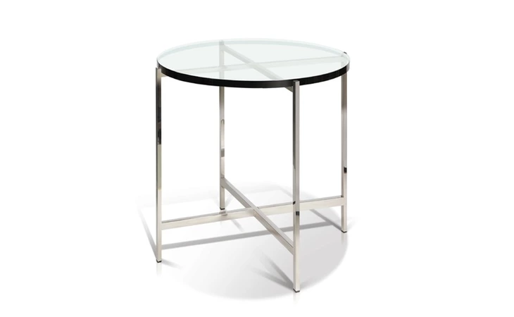 SEF4632  BERGEN GLASS TOP ROUND END TABLE