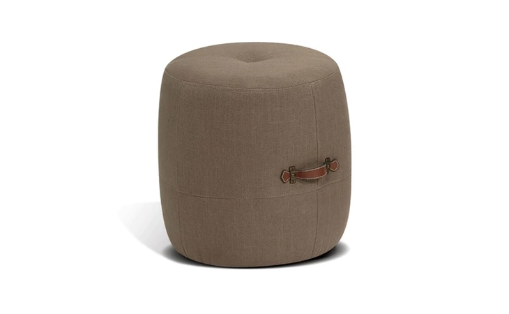 STB75085 ALTO DRUM STOOL NUBIA OATMEAL, BRASS FASTENERS KORSON  STB75085