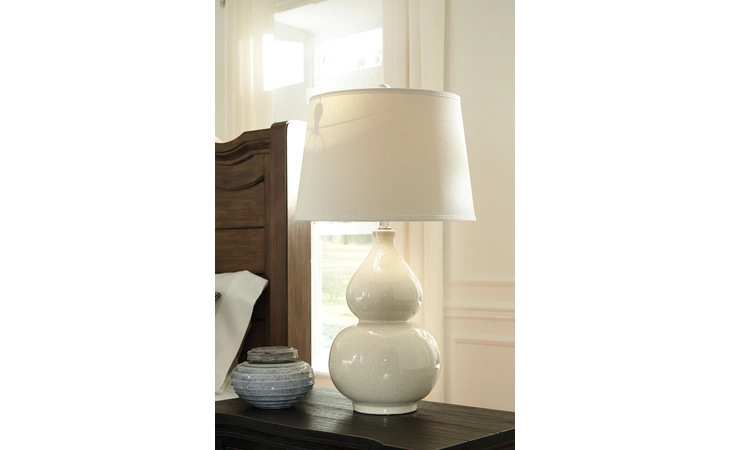 Saffi CERAMIC TABLE LAMP (1/CN) ASHLEY Cream L100074