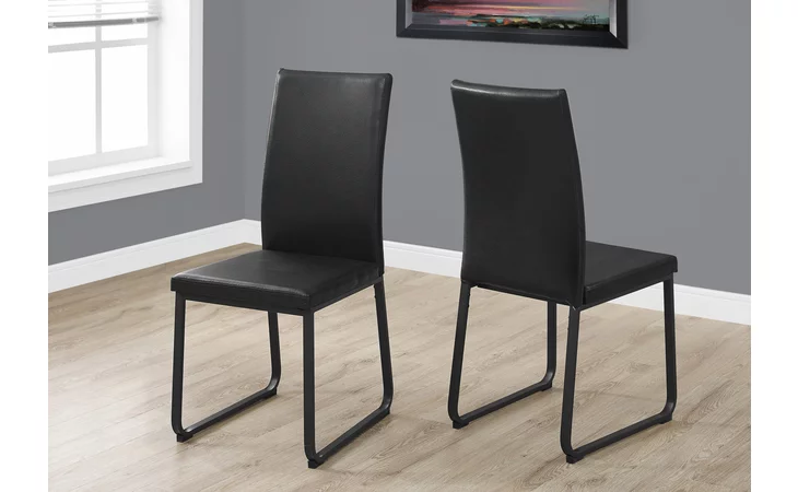 I1106 DINING CHAIR - 2PCS - 38 H - BLACK LEATHER-LOOK - BLACK MONARCH SPECIALTIES  I1106