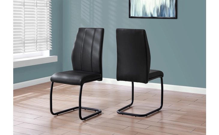 I1123  DINING CHAIR - 2PCS - 39 H - BLACK LEATHER-LOOK - METAL