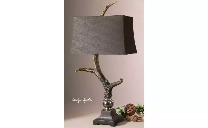 27960  STAG HORN TABLE LAMP, DARK