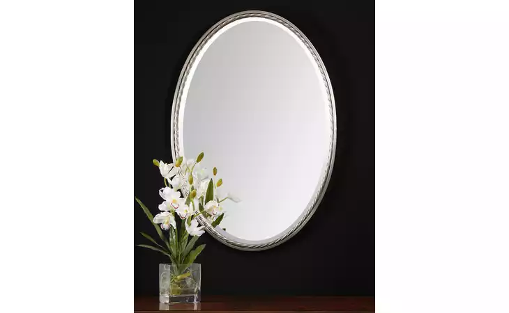 01115  CASALINA OVAL MIRROR, NICKEL