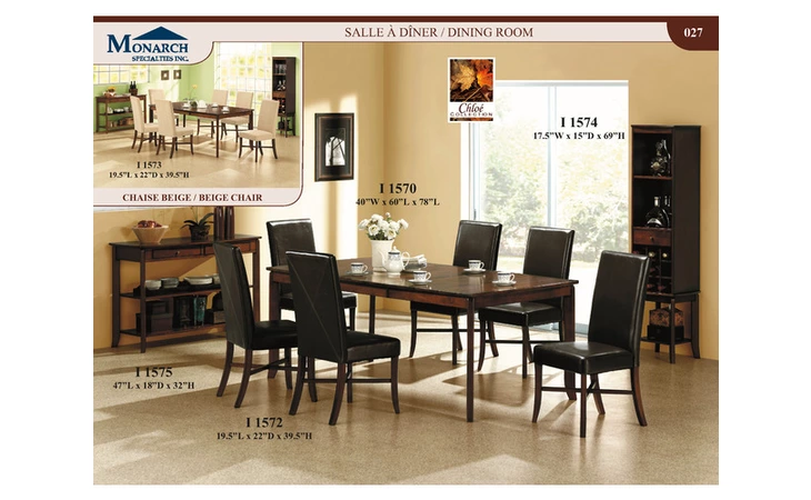 I1572  DARK BROWN LEATHER-LOOK 39H PARSON CHAIRS 2PCS PER CTNPAGE27