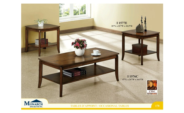 I1576C  WALNUT SOLID-TOP COFFEE TABLE 
 PG178