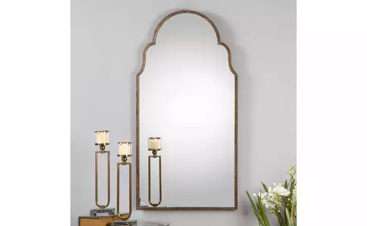 12905  BRAYDEN TALL ARCH MIRROR, BRONZE