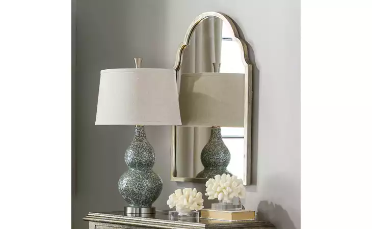 12906  BRAYDEN PETITE ARCH MIRROR, CHAMPAGNE