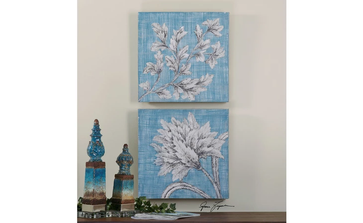 34286 TEAL FLORALS, S 2 UTTERMOST  34286