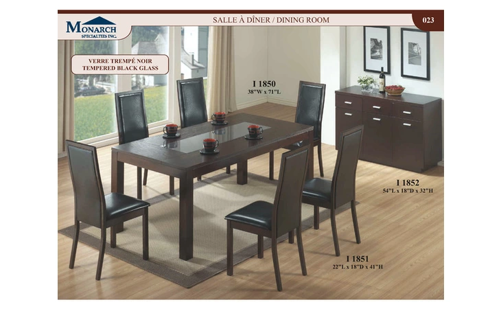 I1850  CAPPUCCINO VENEER 38X 71 DINING TABLE WITH BLACK GLASS 
 PG23