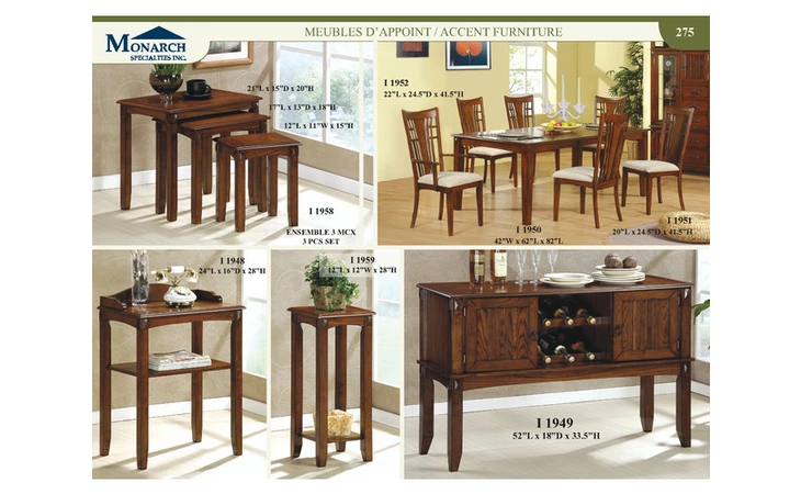 I1958DISCO DARK DISTRESS BROWN VENEER 3PCS NESTING TABLES 
 PG275 MONARCH SPECIALTIES  I1958DISCO