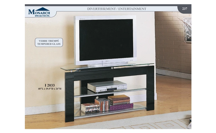 I2033DISCO  BLACK POLYESTER 48W TV STAND WITH TEMPERED GLASS 
 PG237