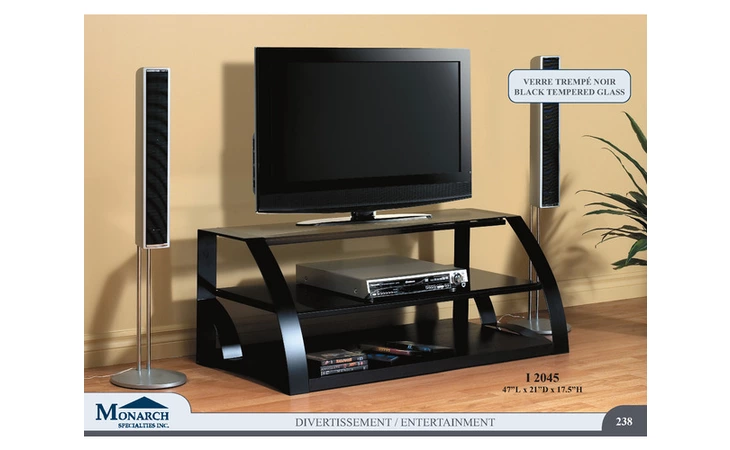 I2045  BLACK METAL CAPPUCCINO 47L TV STAND TEMPERED GLASS 
 PG238