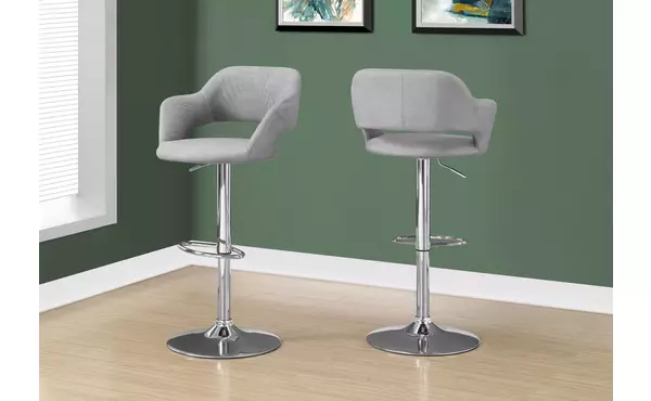 I2363 BARSTOOL - GREY FABRIC / CHROME METAL HYDRAULIC LIFT MONARCH SPECIALTIES  I2363