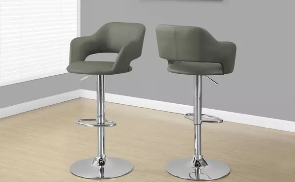 I2364 BARSTOOL - LIGHT GREY / CHROME METAL HYDRAULIC LIFT MONARCH SPECIALTIES  I2364