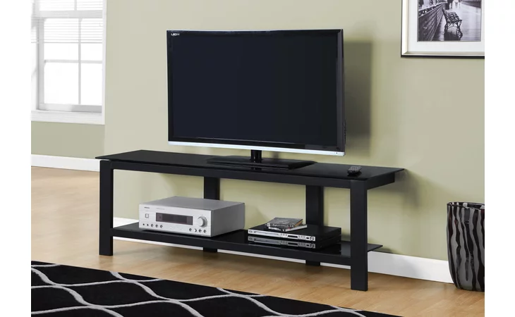 I2500  TV STAND - 60 L - BLACK METAL WITH BLACK TEMPERED GLASS