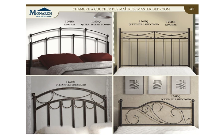 I2608Q ANTIQUE GOLD QUEEN FULL SIZE COMBO HEADBOARD ONLY 
 PG345 MONARCH SPECIALTIES  I2608Q