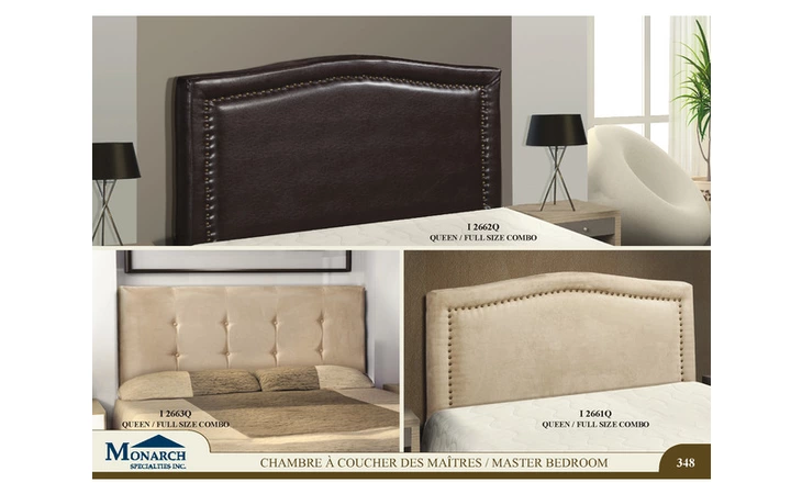 I2661Q TAN MICRO-FIBRE QUEEN FULL SIZE COMBO HEADBOARD ONLY 
 PG348 MONARCH SPECIALTIES  I2661Q