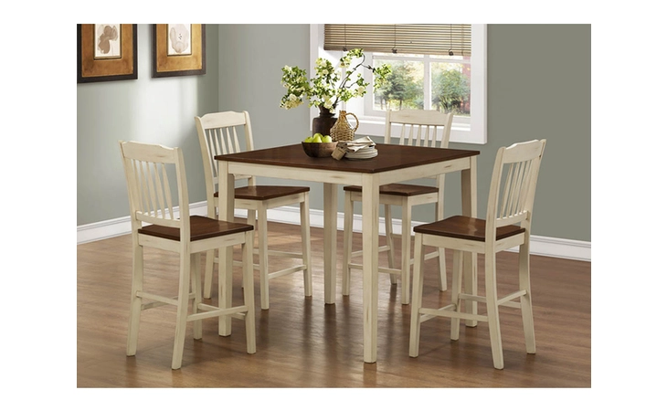 I1547  DINING SET - 5PCS SET ANTIQUE WHITE WALNUT COUNTER