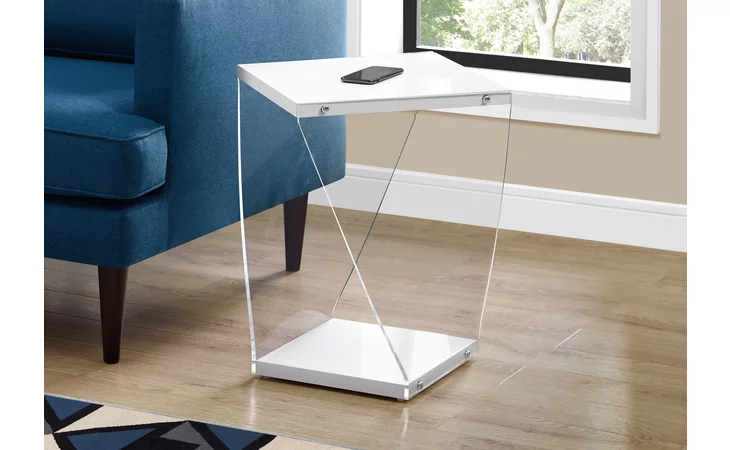 I3033  ACCENT TABLE - 22 H - GLOSSY WHITE - CLEAR ACRYLIC