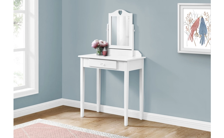 I3326 VANITY - WHITE / MIRROR AND STORAGE DRAWER MONARCH SPECIALTIES  I3326