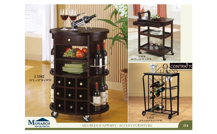 I3378  CAPPUCCINO TWO DRAWER SERVING CART ON CASTORS 
 PG254