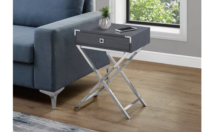 I3554  ACCENT TABLE - 24 H - GREY - CHROME METAL