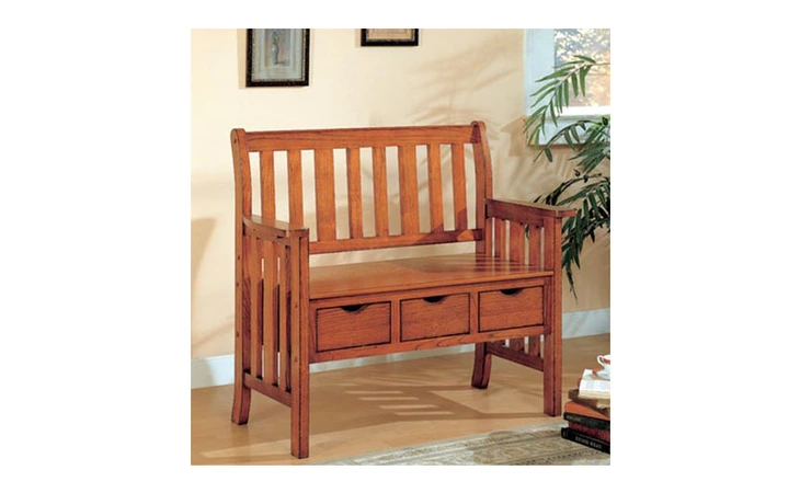 I4516  BENCH - 41L MISSION OAK SOLID WOOD WITH 3 DRAWERS