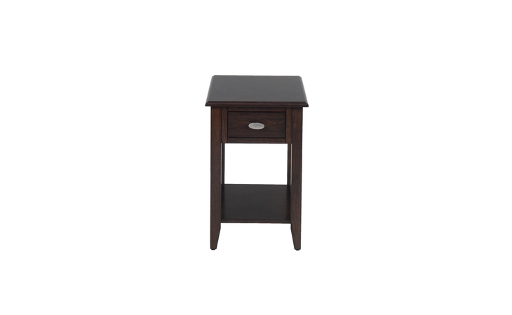 1030-7 MERLOT FINISH CHAIRSIDE TABLE W/DRAWER, SHELF MERLOT FINISH