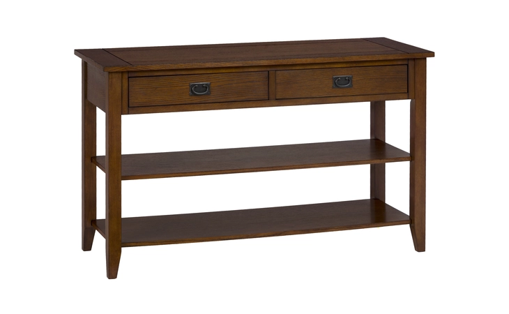 MISSION FINISH SOFA/MEDIA TABLE W/2 DRAWERS, 2 SHELVES MISSION FINISH JOFRAN  1032-4