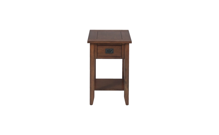 1032-7 MISSION FINISH CHAIRSIDE TABLE W/DRAWER, SHELF MISSION FINISH