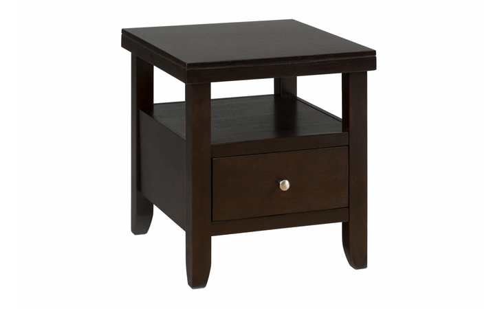 091-3 MARLON WENGE FINISH END TABLE W DRAWER AND SHELF