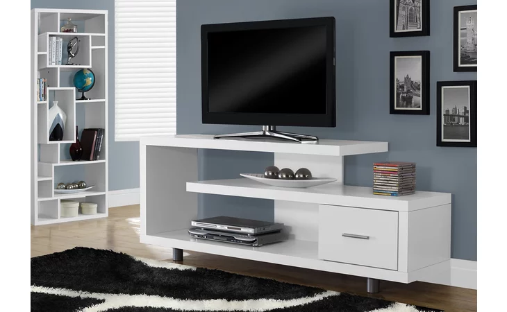 I2573  TV STAND - 60 L - WHITE WITH 1 DRAWER