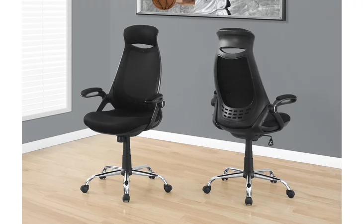 I7268 OFFICE CHAIR - BLACK MESH / CHROME HIGH-BACK EXECUTIVE MONARCH SPECIALTIES  I7268