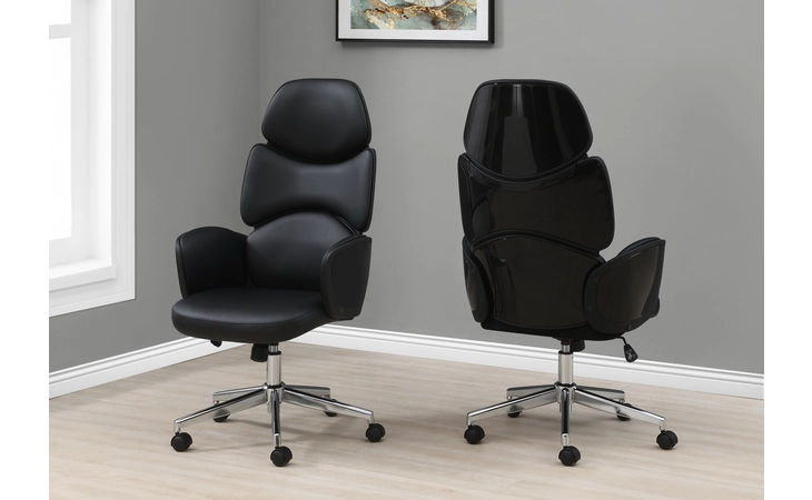I7321  OFFICE CHAIR - BLACK LEATHER-LOOK / HIGH BACK EXECUTIVE
