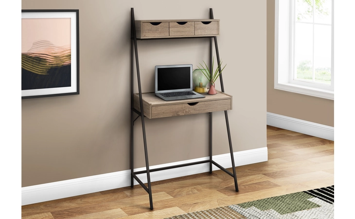 I7332  COMPUTER DESK - 32 L - DARK TAUPE - BLACK METAL