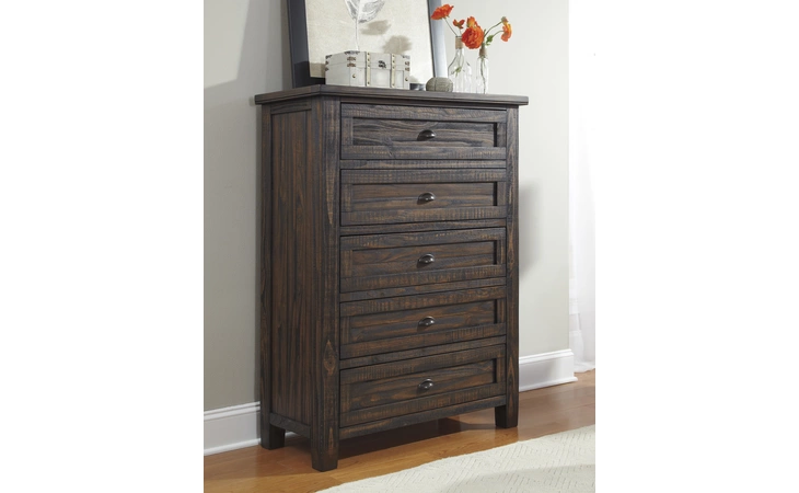 B658-46 TRUDELL - DARK BROWN FIVE DRAWER CHEST TRUDELL