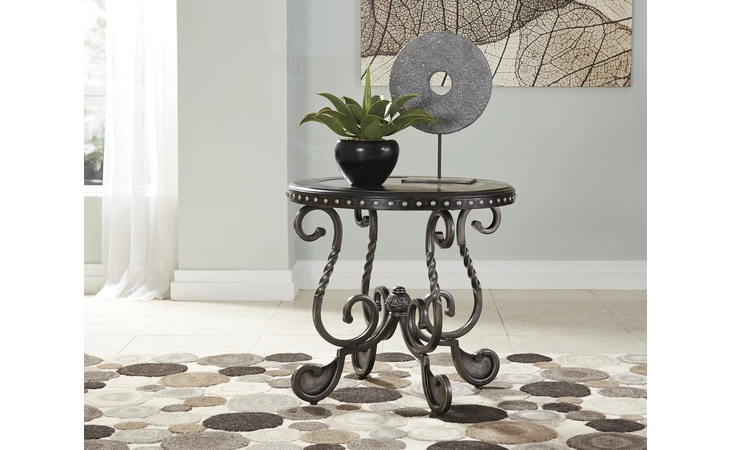 T582-6  ROUND END TABLE JONIDELL BLACK