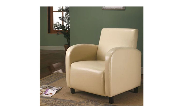 I8052  ACCENT CHAIR - BEIGE LEATHER-LOOK FABRIC