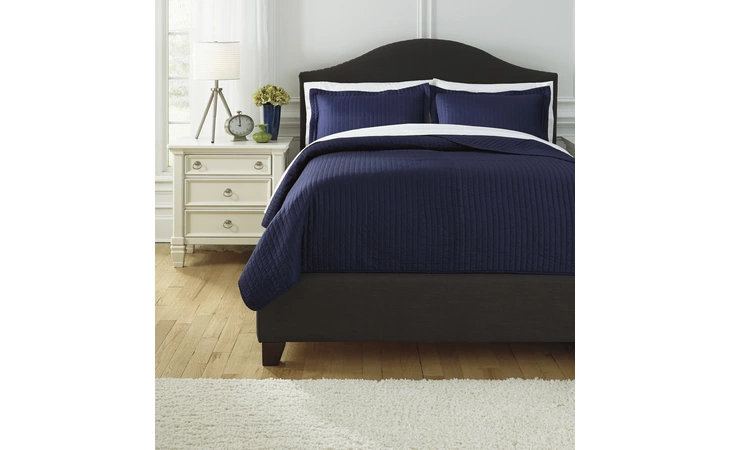 Raleda KING COVERLET SET ASHLEY Navy Q497003K