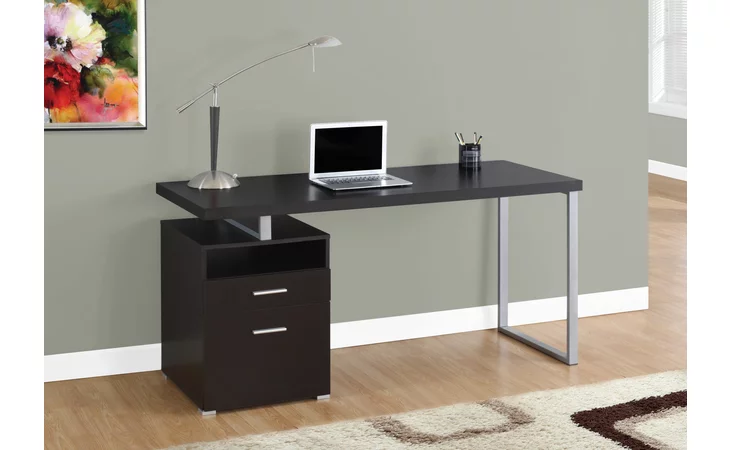 I7143  COMPUTER DESK - 60 L - ESPRESSO - SILVER METAL