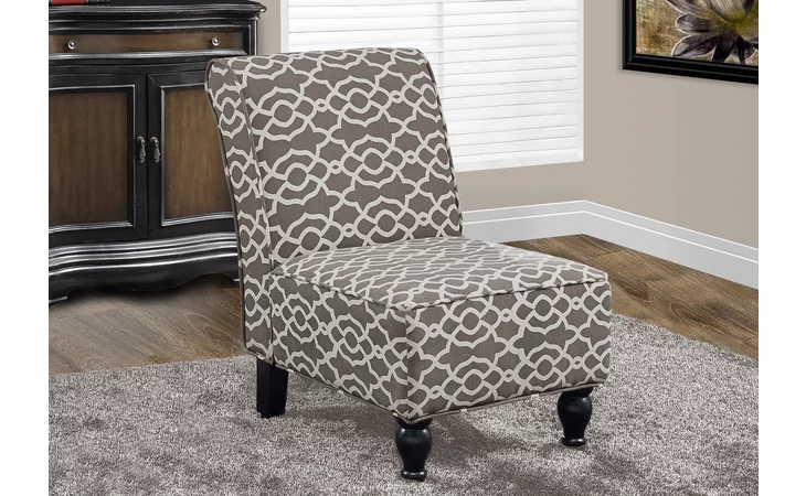 I8127  ACCENT CHAIR - BROWN BELL PATTERN TRADITIONAL FABRIC