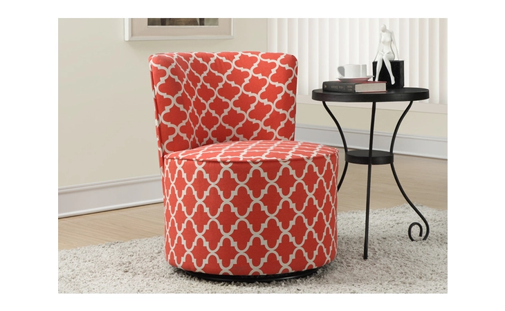 I8132  ACCENT CHAIR - SWIVEL BASE CORAL LANTERN FABRIC