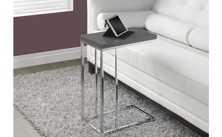 I3030  ACCENT TABLE - GLOSSY GREY WITH CHROME METAL