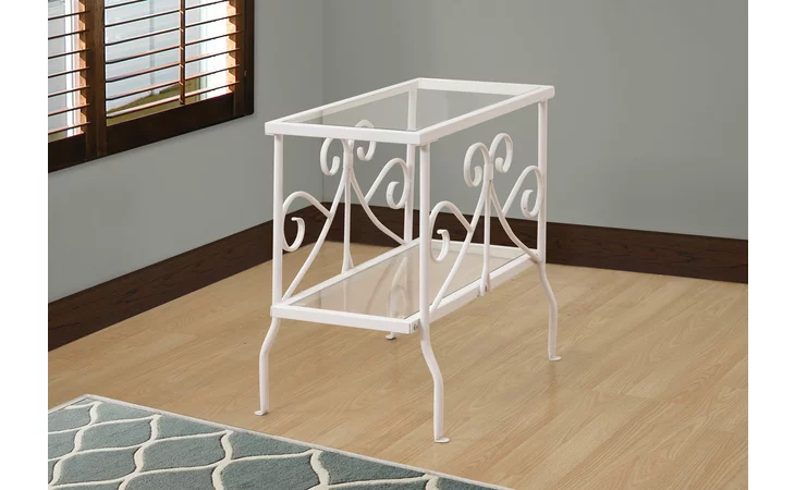 I3105 ACCENT TABLE - WHITE METAL WITH TEMPERED GLASS MONARCH SPECIALTIES  I3105