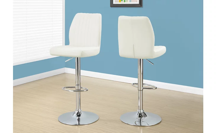 I2370 BARSTOOL - 2PCS - WHITE - CHROME METAL HYDRAULIC LIFT MONARCH SPECIALTIES  I2370