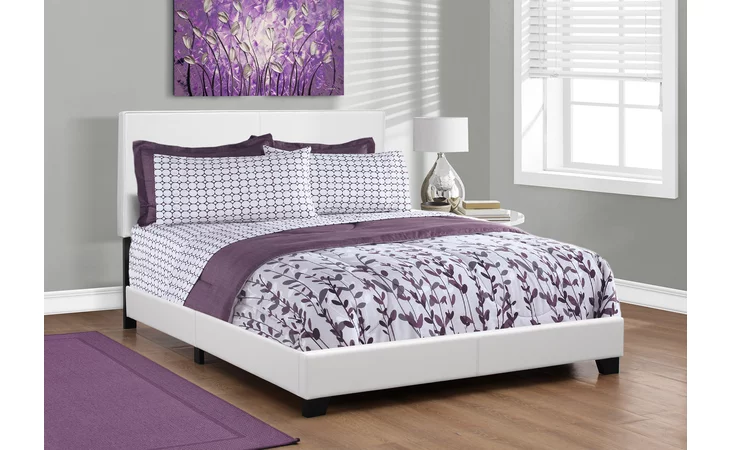 I5911Q BED - QUEEN SIZE / WHITE LEATHER-LOOK MONARCH SPECIALTIES  I5911Q