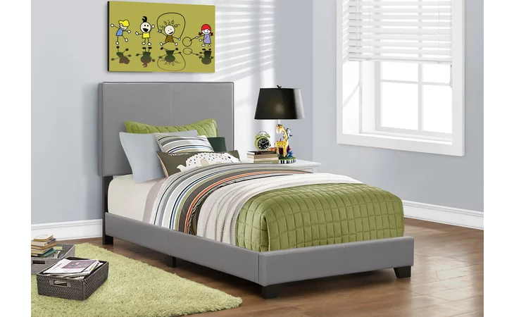 I5912T  BED - TWIN SIZE / GREY LEATHER-LOOK