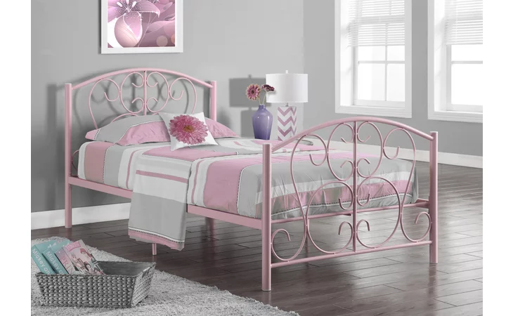 I2390P  BED - TWIN SIZE - PINK METAL FRAME ONLY