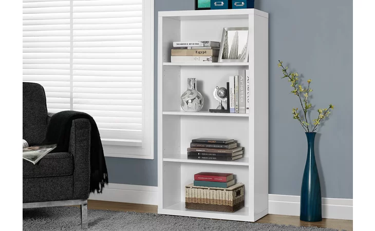 I7059 BOOKCASE - 48 H - WHITE WITH ADJUSTABLE SHELVES MONARCH SPECIALTIES  I7059