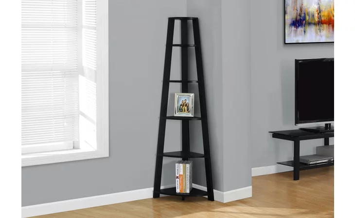 BOOKCASE - 72 H - BLACK CORNER ACCENT ETAGERE MONARCH SPECIALTIES I2499  I2499